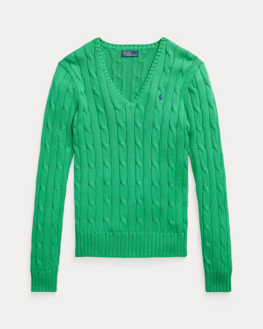 Men's Ralph Lauren Cable-Knit V-Neck Sweater (Green)