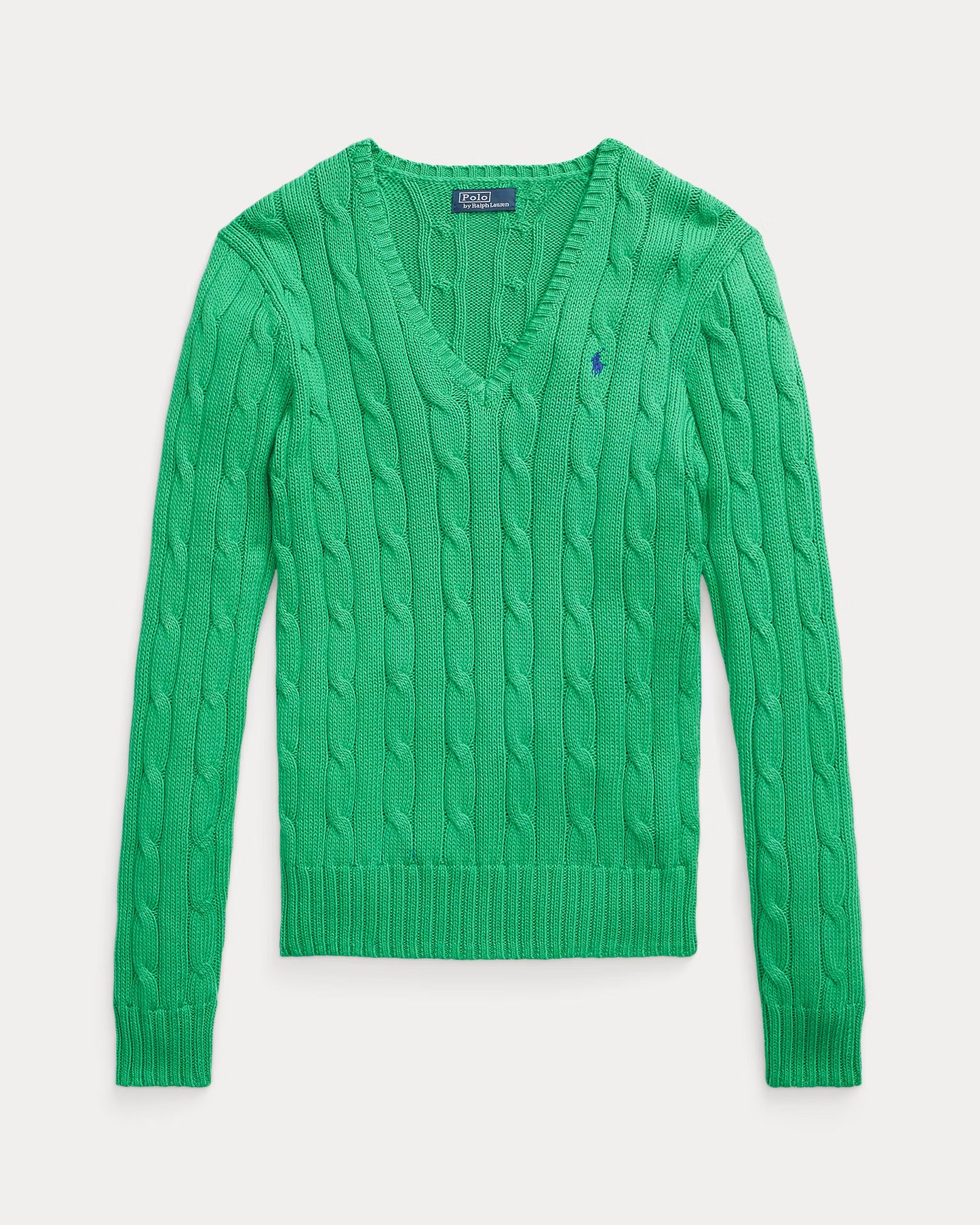 Women's Ralph Lauren Cable-Knit V-Neck Sweater (Green)