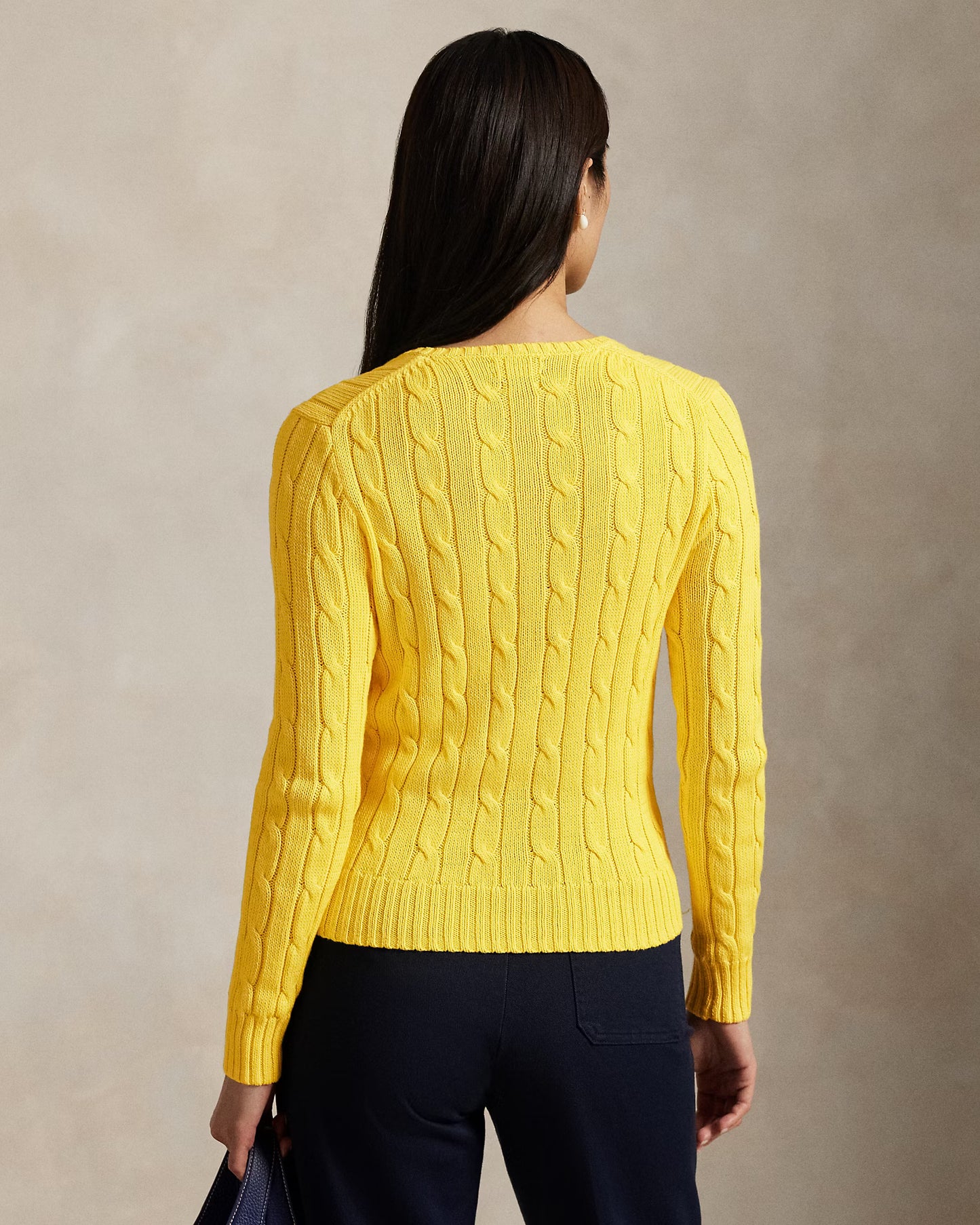 Women's Ralph Lauren Cable-Knit V-Neck Sweater (Yellow)