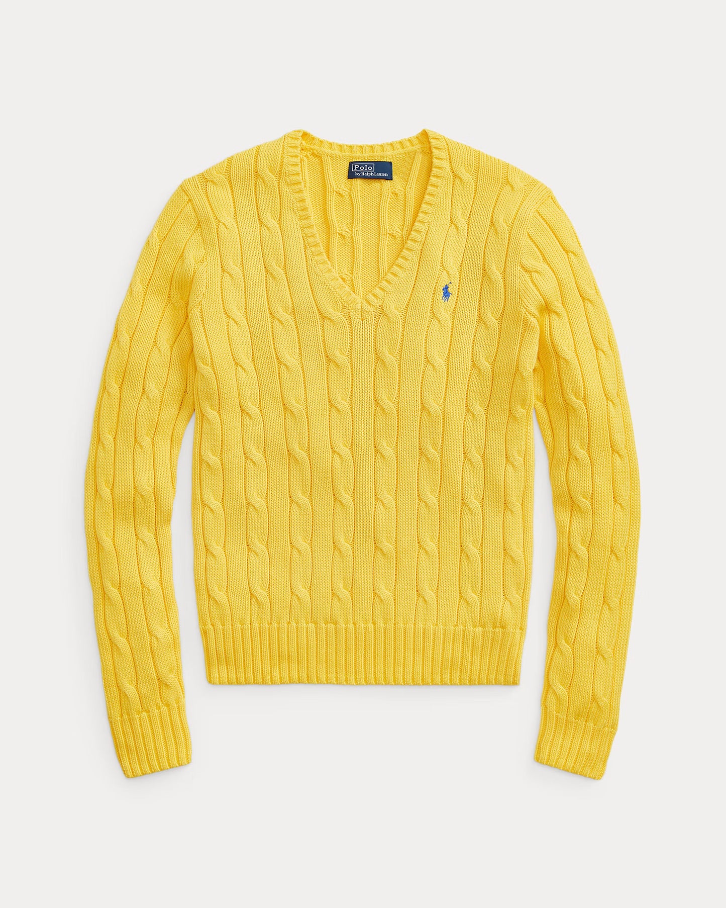 Women's Ralph Lauren Cable-Knit V-Neck Sweater (Yellow)