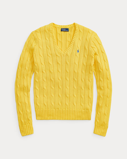 Men's Ralph Lauren Cable-Knit V-Neck Sweater (Yellow)