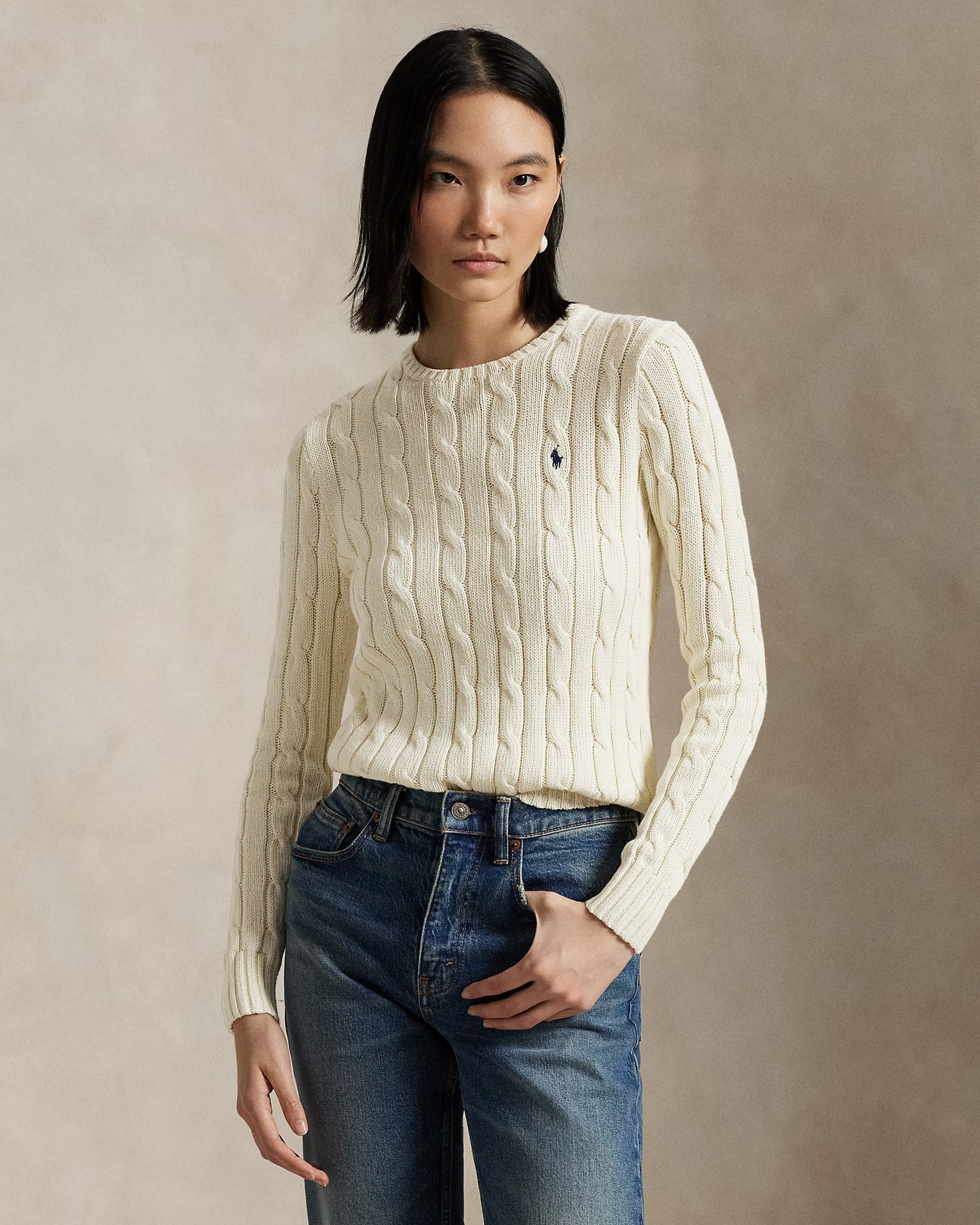 Women's Ralph Lauren Cable-Knit Sweater (White)