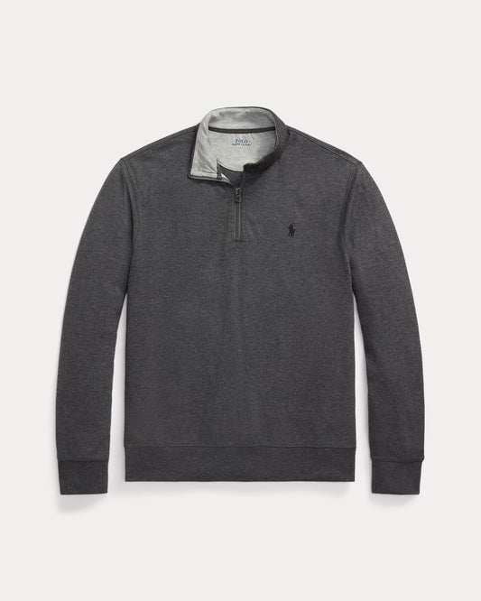 Men's 100% Cashmere Ralph Lauren Quarter-Zip Sweater (Dark Grey)
