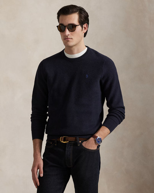 Men's 100% Cashmere Ralph Lauren Crewneck Sweater (Navy Blue)