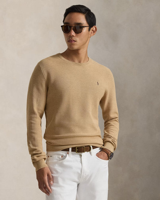 Men's 100% Cashmere Ralph Lauren Crewneck Sweater (Beige)