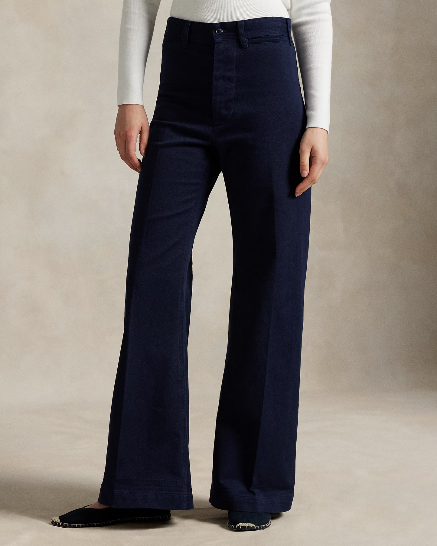 Women's Ralph Lauren Button Linen Pants (Navy Blue)