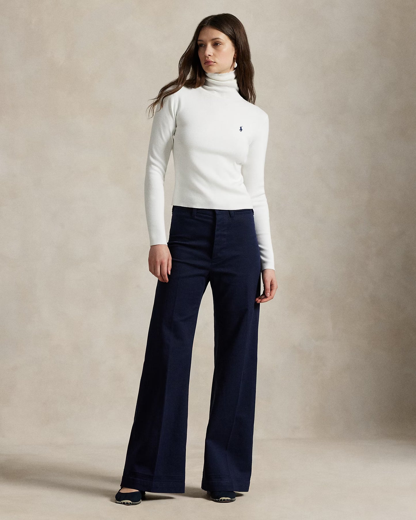 Women's Ralph Lauren Button Linen Pants (Navy Blue)