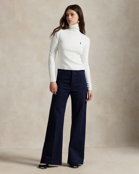 Women's Ralph Lauren Button Linen Pants (Navy Blue)