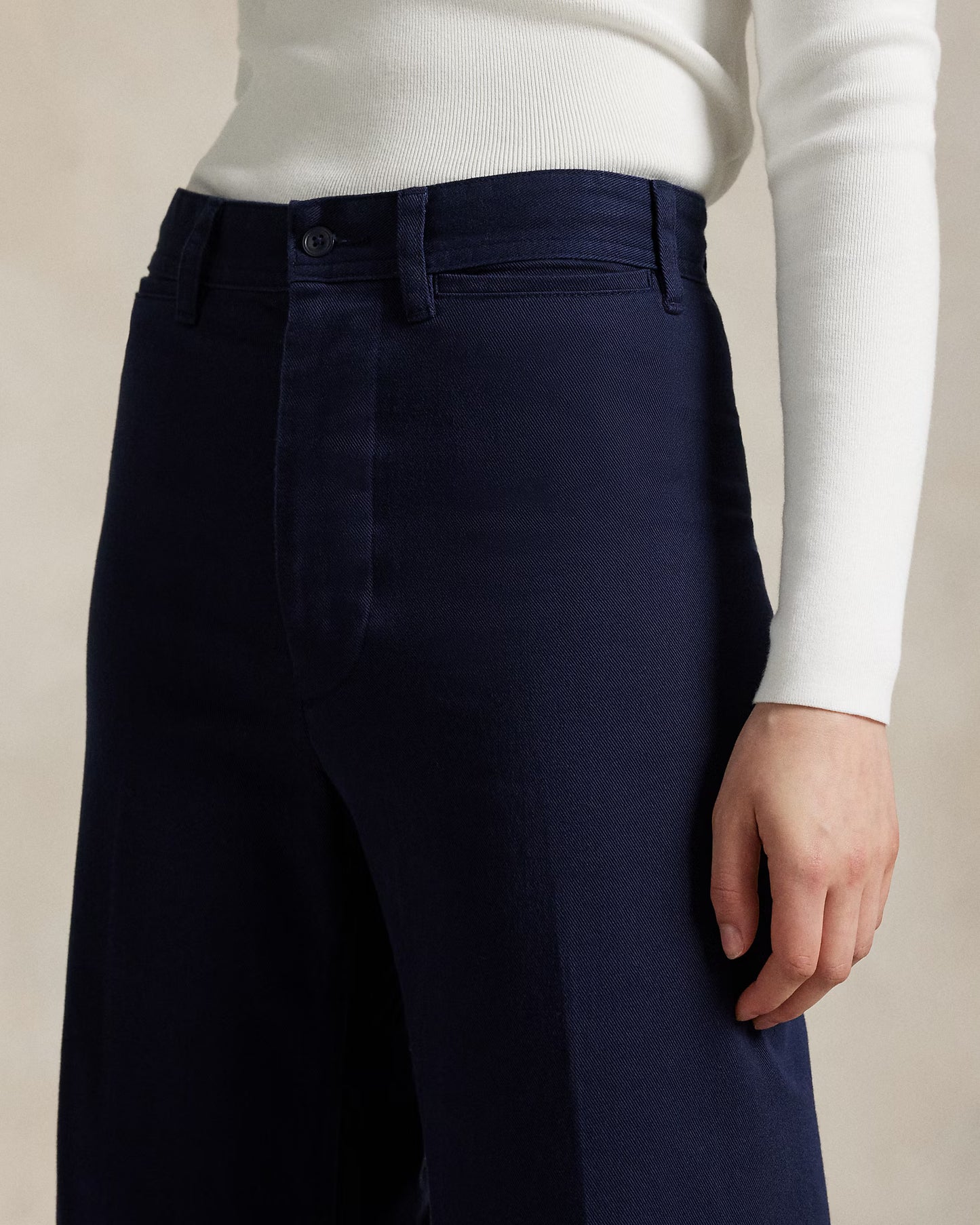 Women's Ralph Lauren Button Linen Pants (Navy Blue)