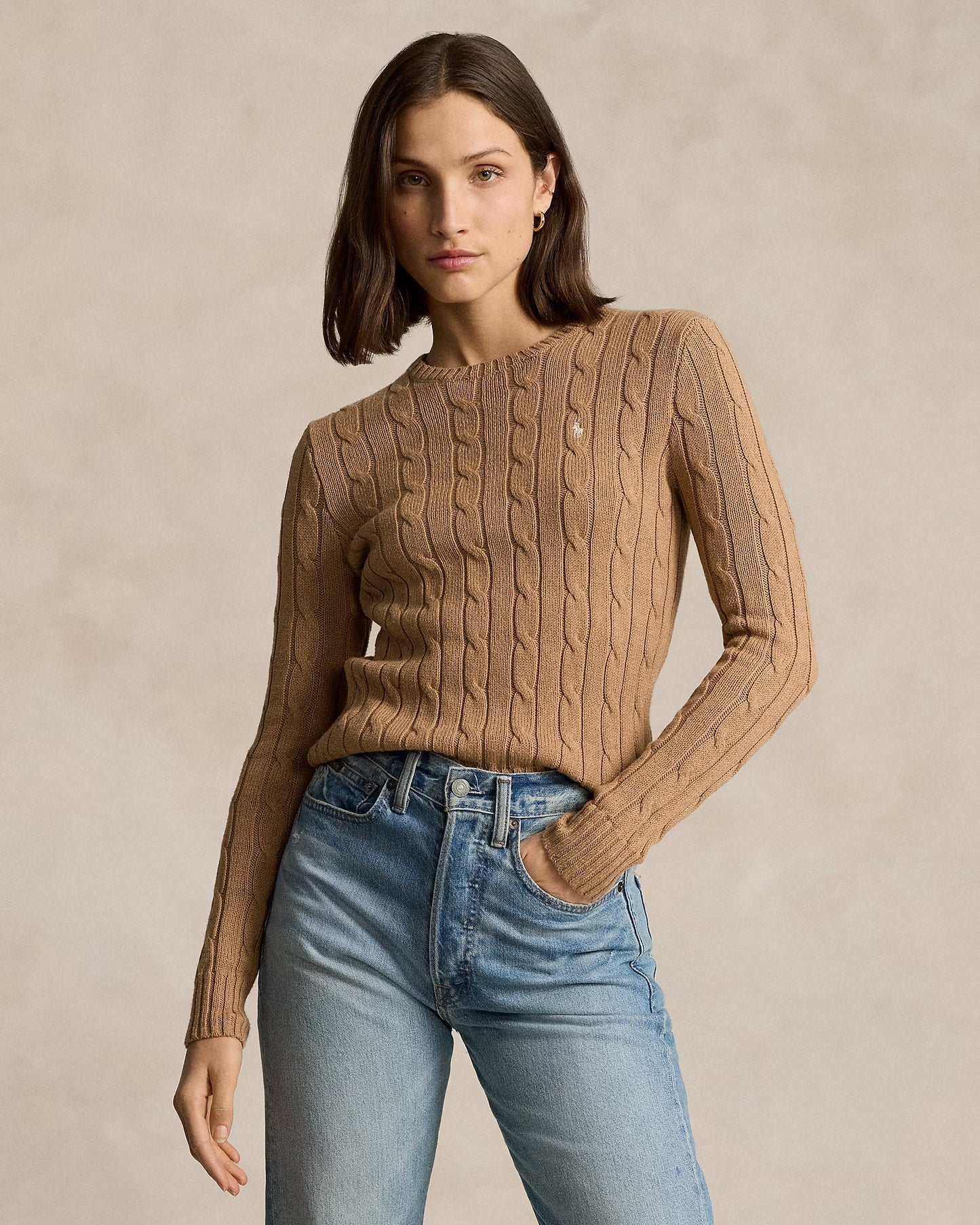Women's Ralph Lauren Cable-Knit Sweater (Brown)
