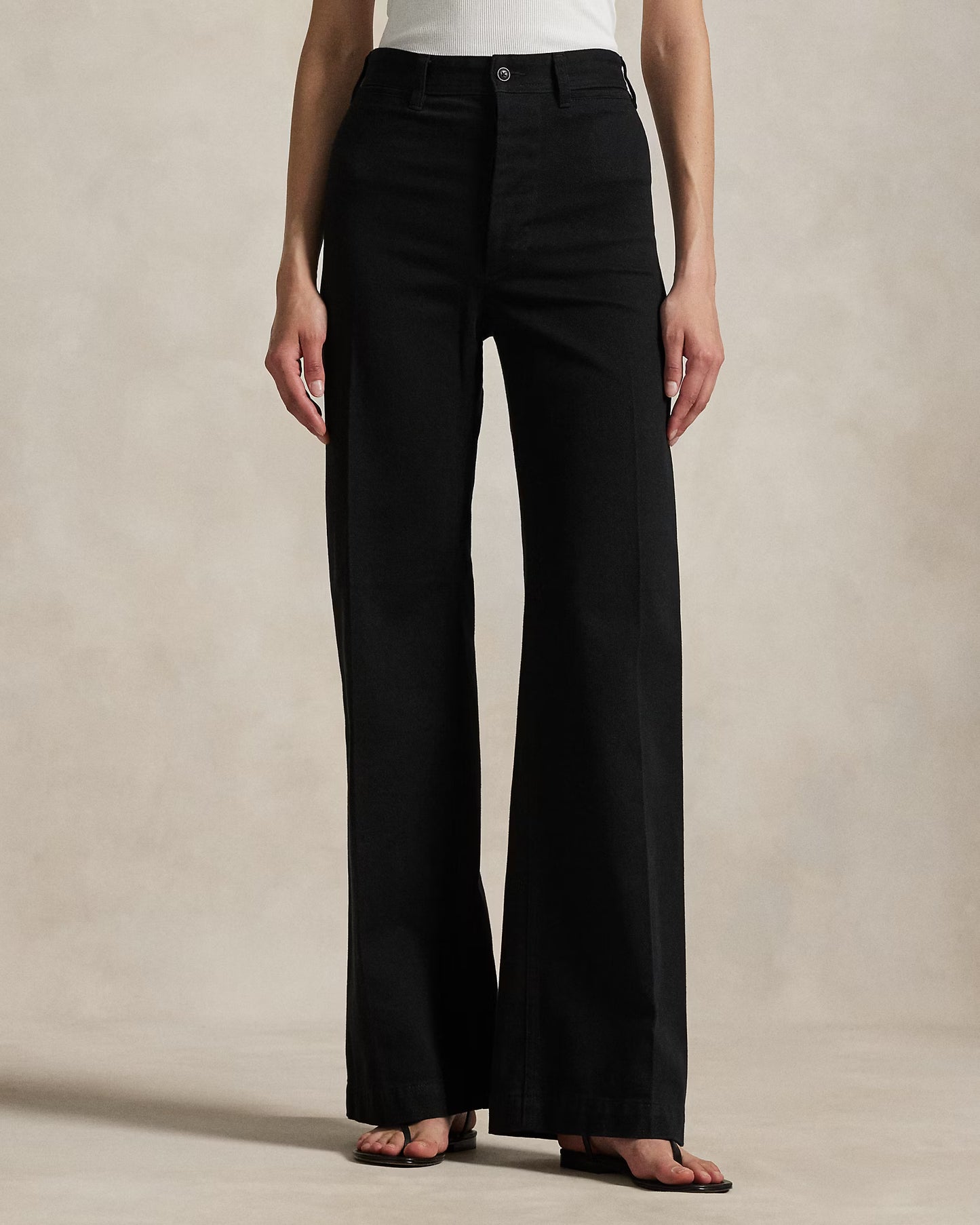 Women's Ralph Lauren Button Linen Pants (Black)
