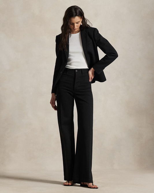 Women's Ralph Lauren Button Linen Pants (Black)