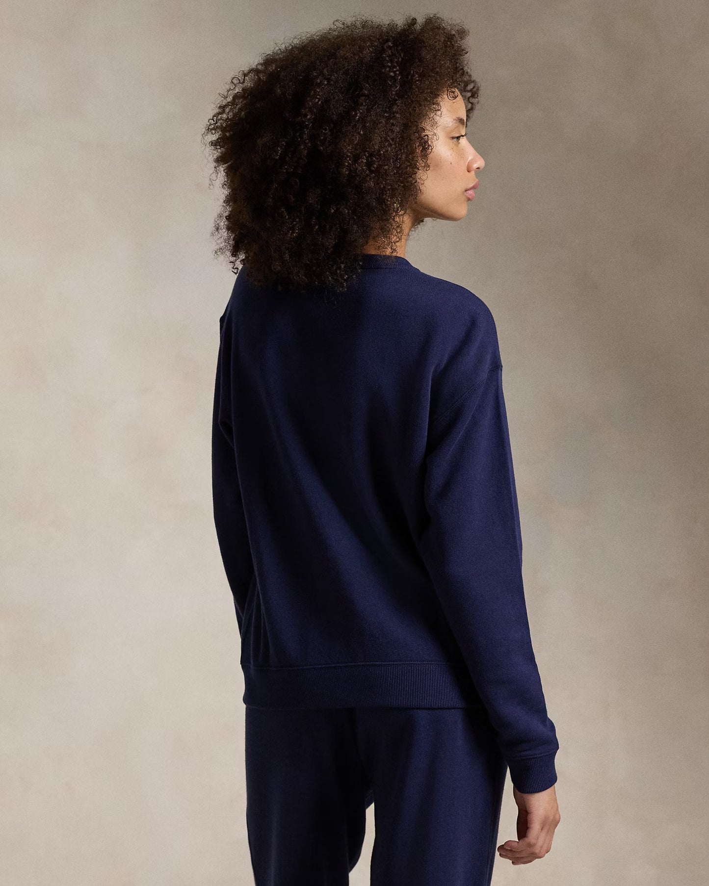Women's 100% Cashmere Ralph Lauren Crewneck Sweater (Navy Blue)