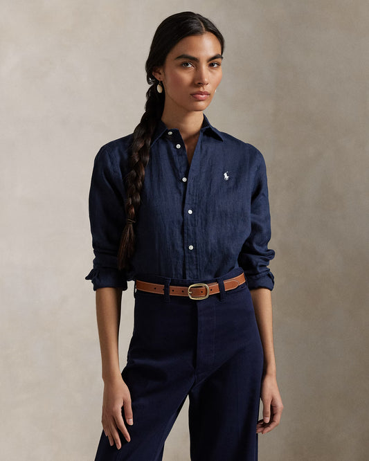 Women's Ralph Lauren Linen Shirt (Navy Blue)