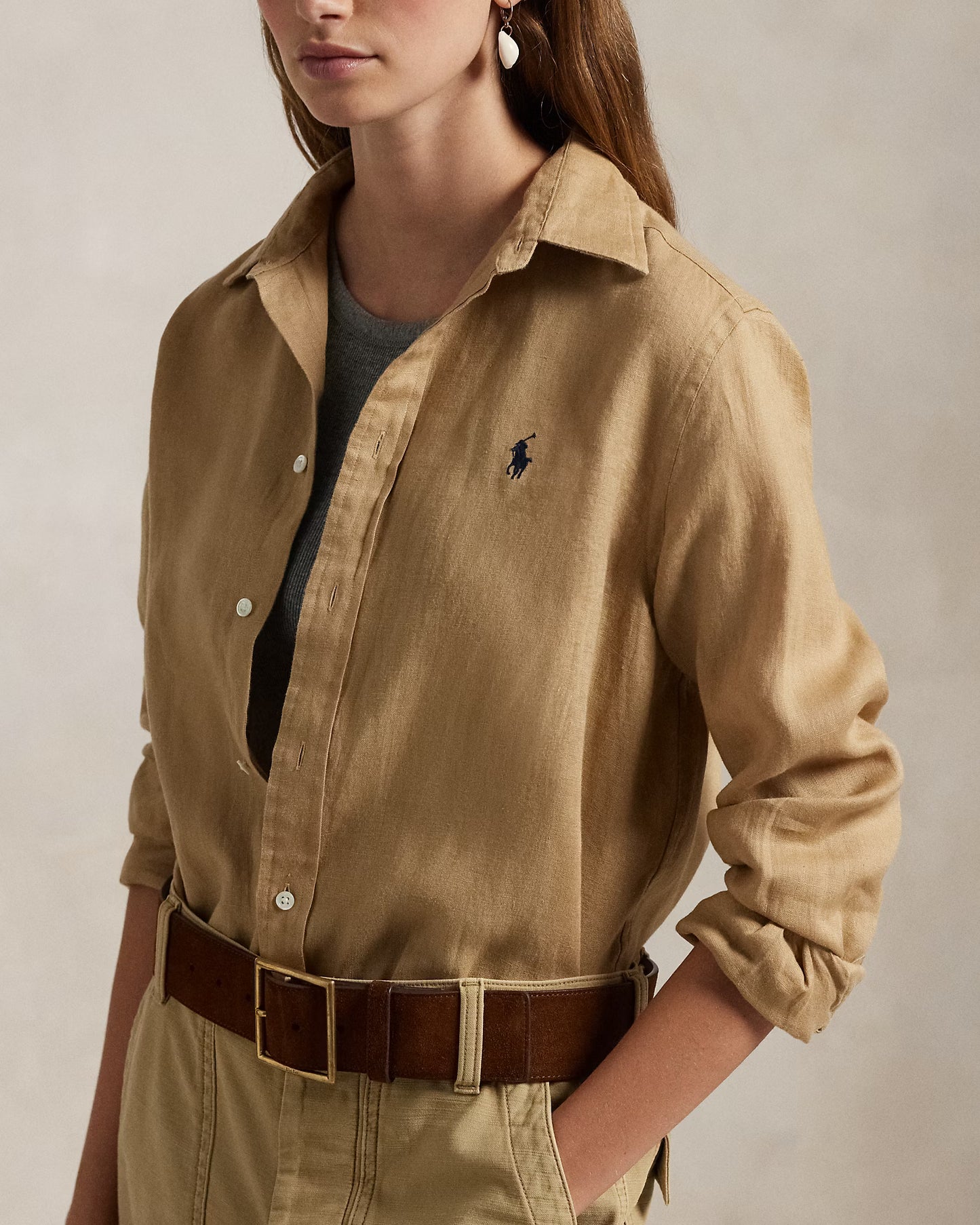 Women's Ralph Lauren Linen Shirt (Brown)