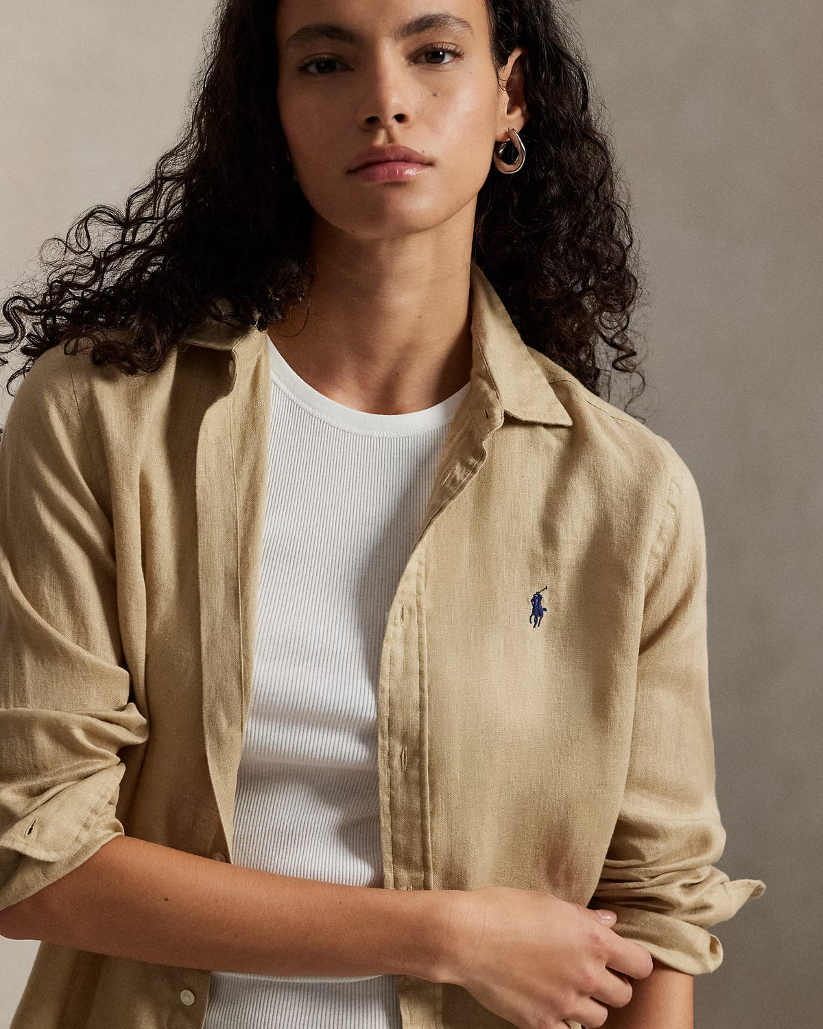Women's Ralph Lauren Linen Shirt (Beige)
