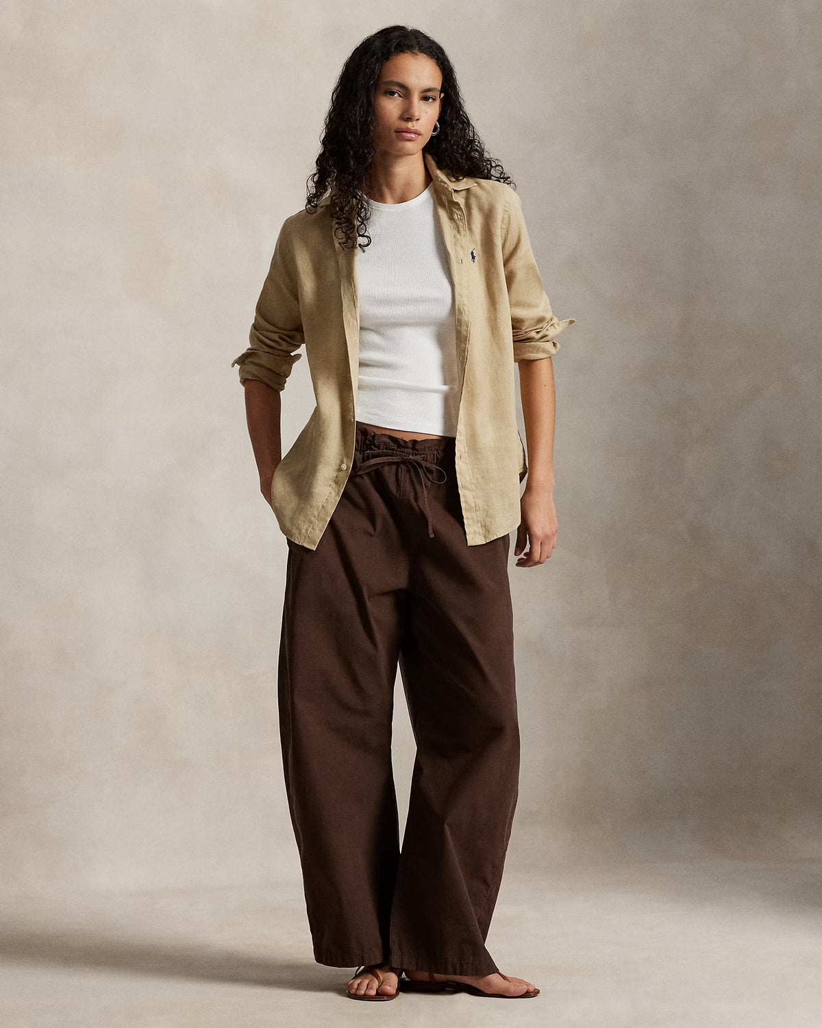 Women's Ralph Lauren Linen Shirt (Beige)