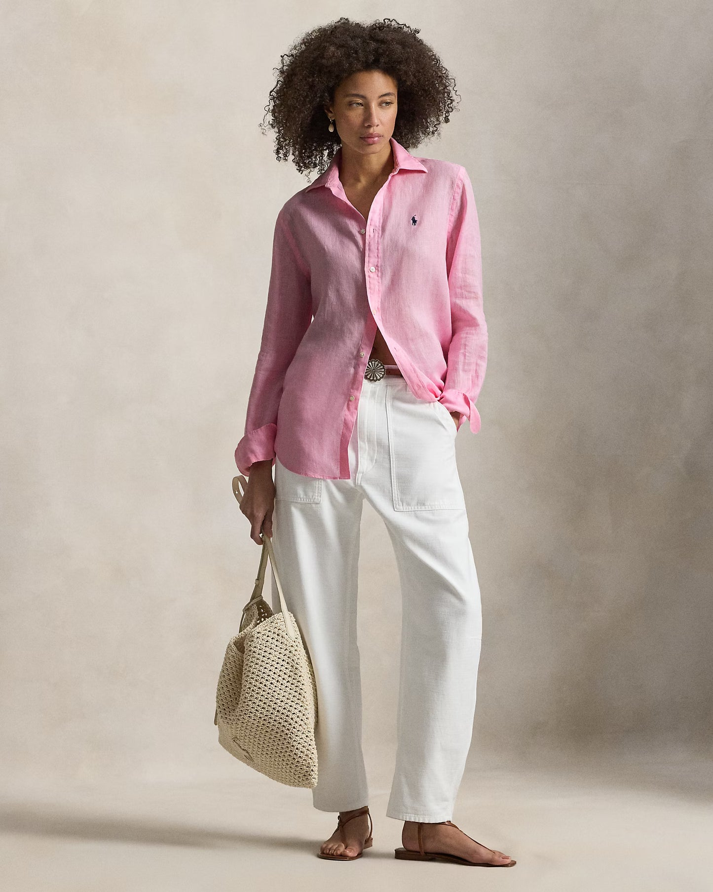Women's Ralph Lauren Linen Shirt (Pink)
