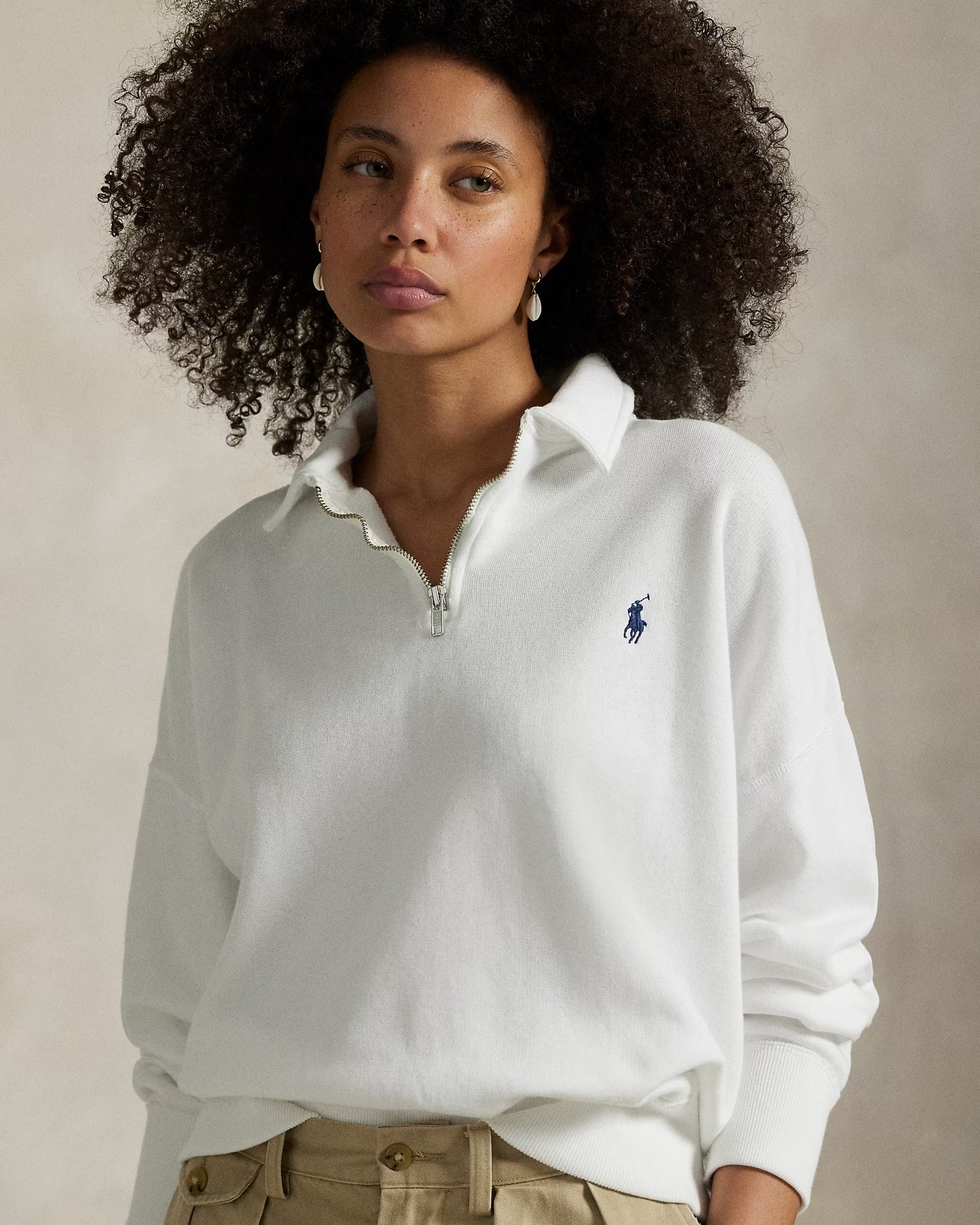 Women's Ralph Lauren Quarter-Zip Sweater (White)