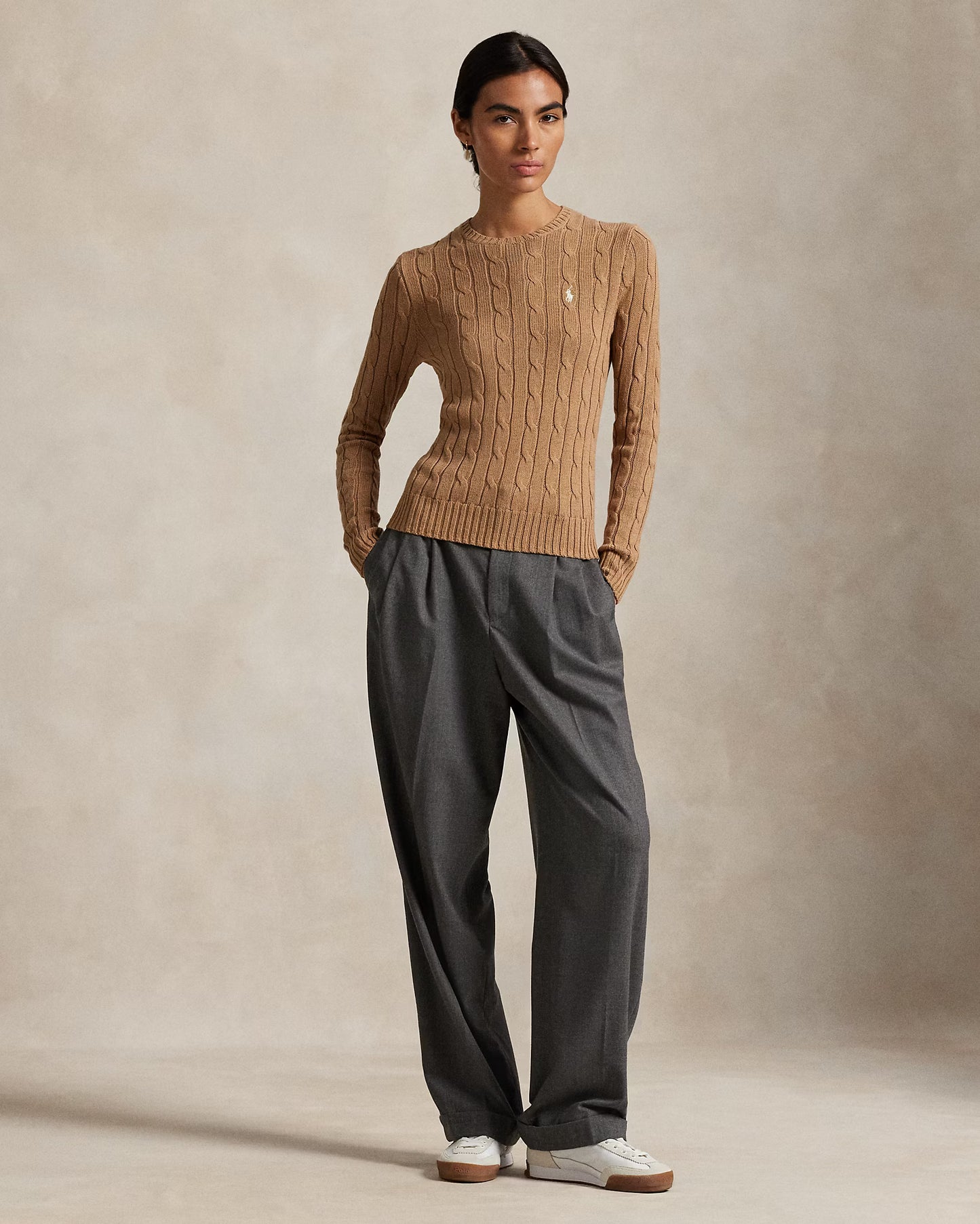 Women's Ralph Lauren Cable-Knit Sweater (Brown)