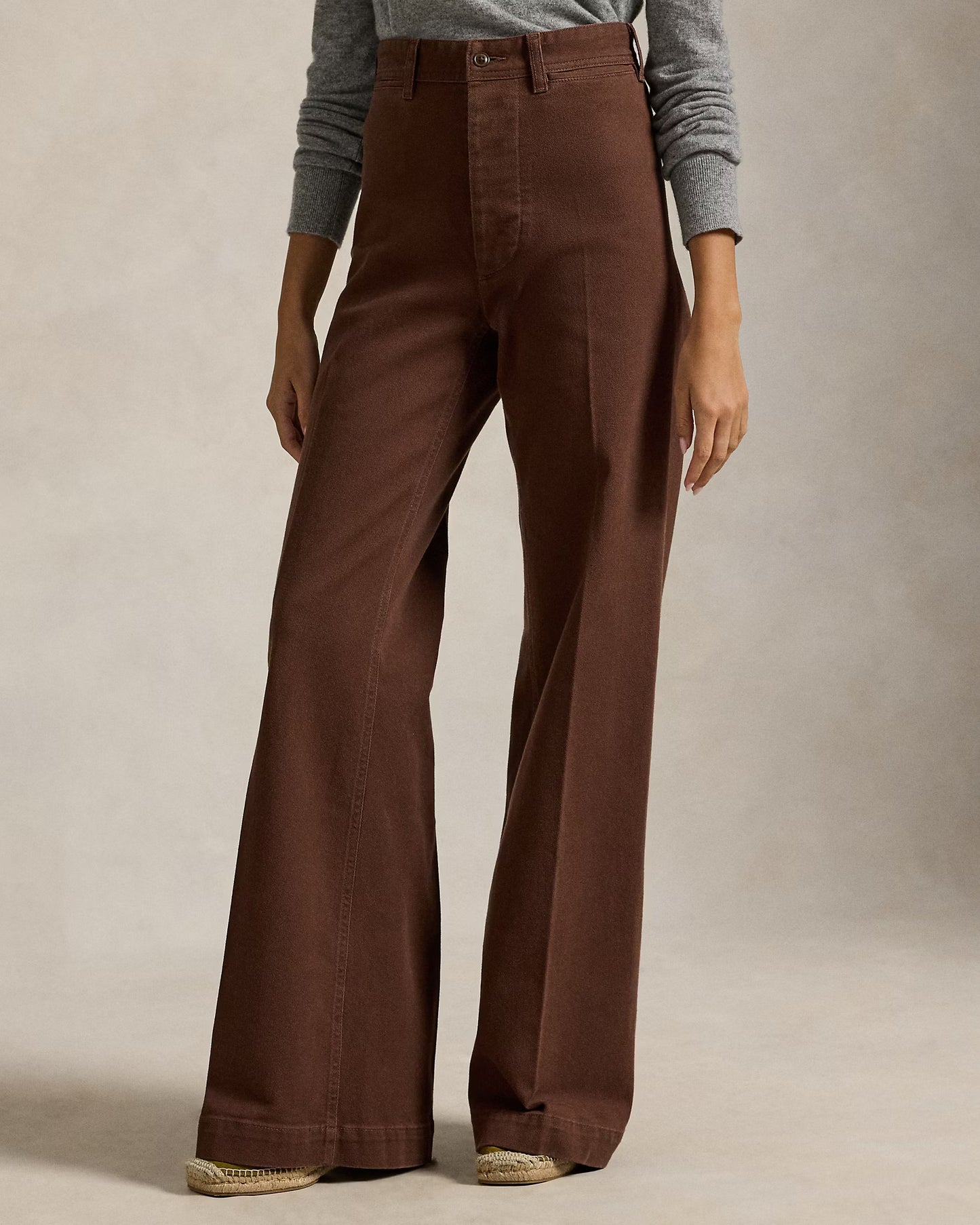 Women's Ralph Lauren Button Linen Pants (Khaki)