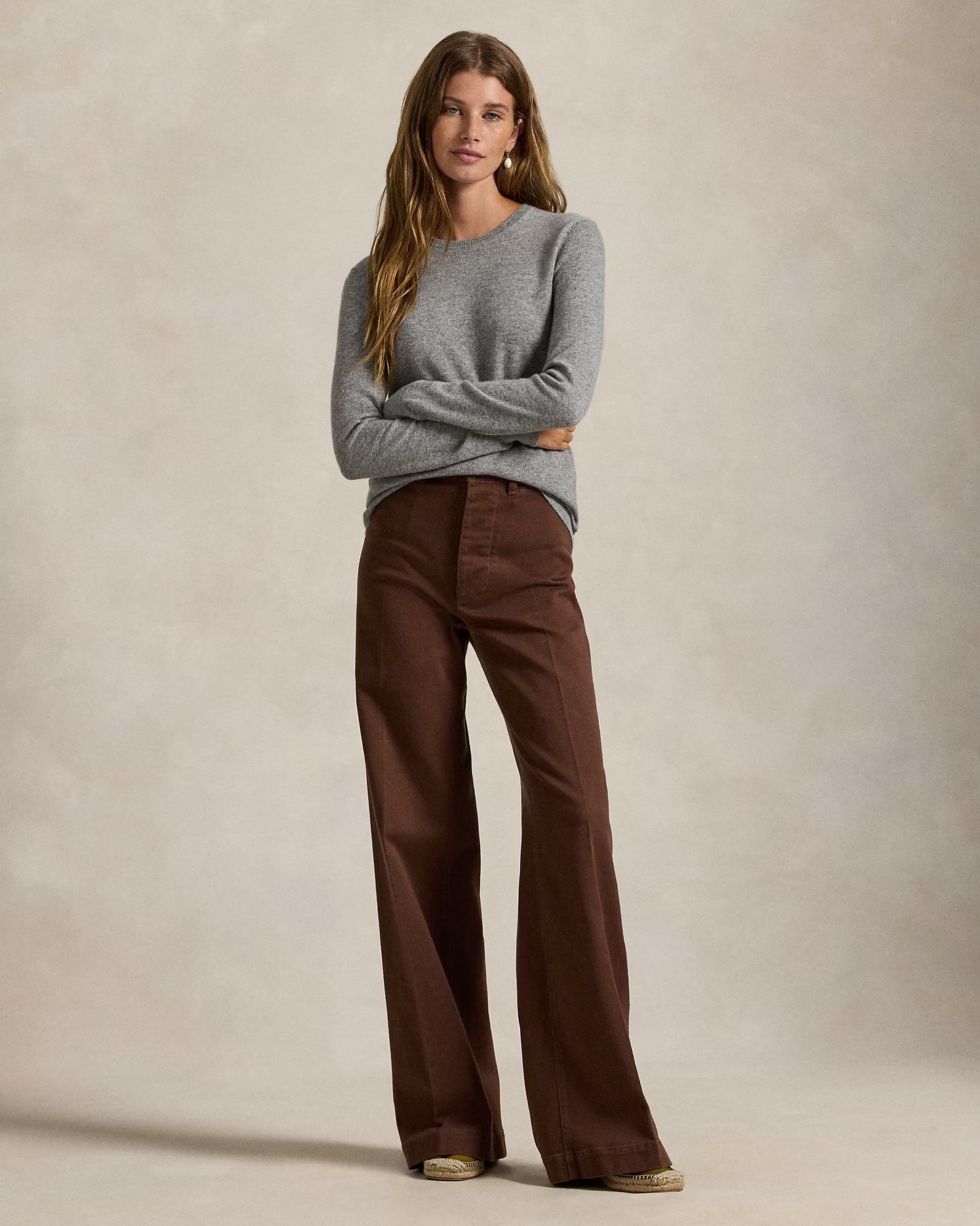 Women's Ralph Lauren Button Linen Pants (Khaki)