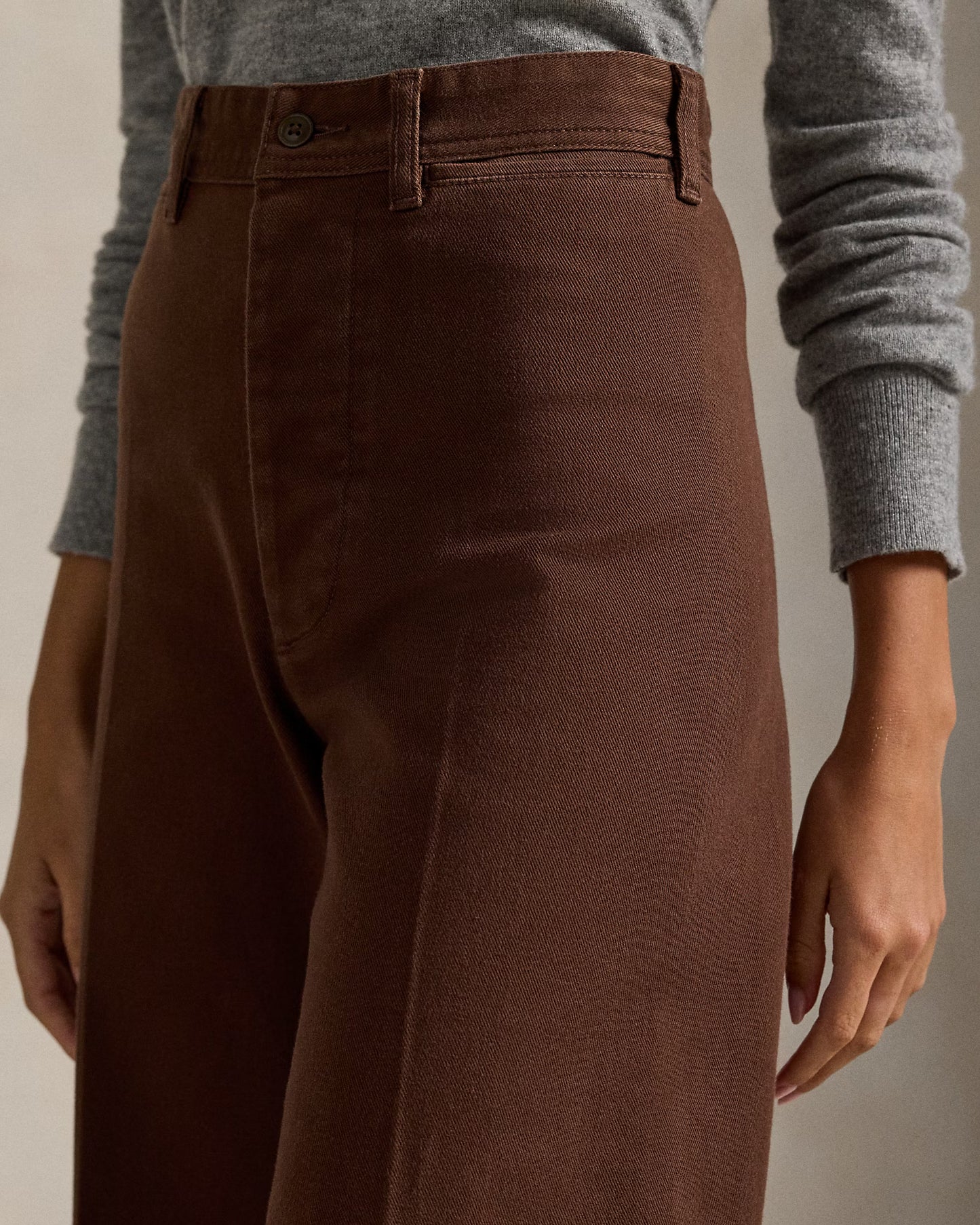 Women's Ralph Lauren Button Linen Pants (Khaki)
