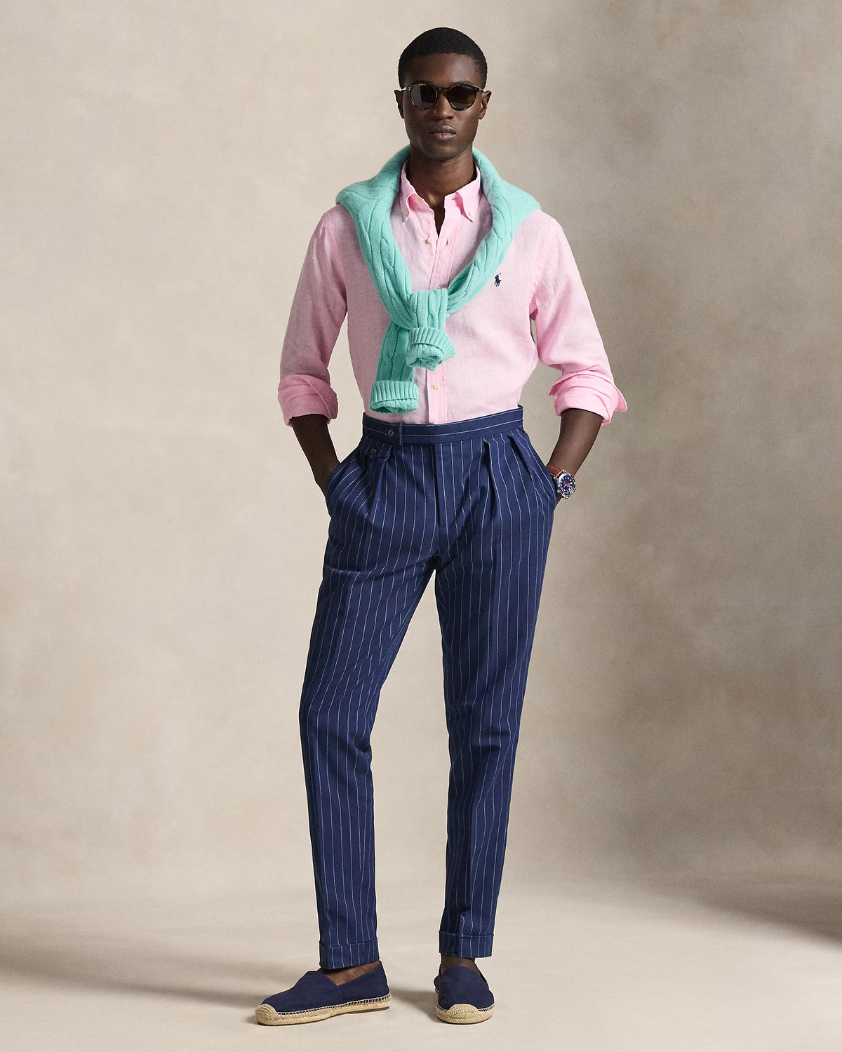Men's Ralph Lauren Linen Shirt (Baby Pink)