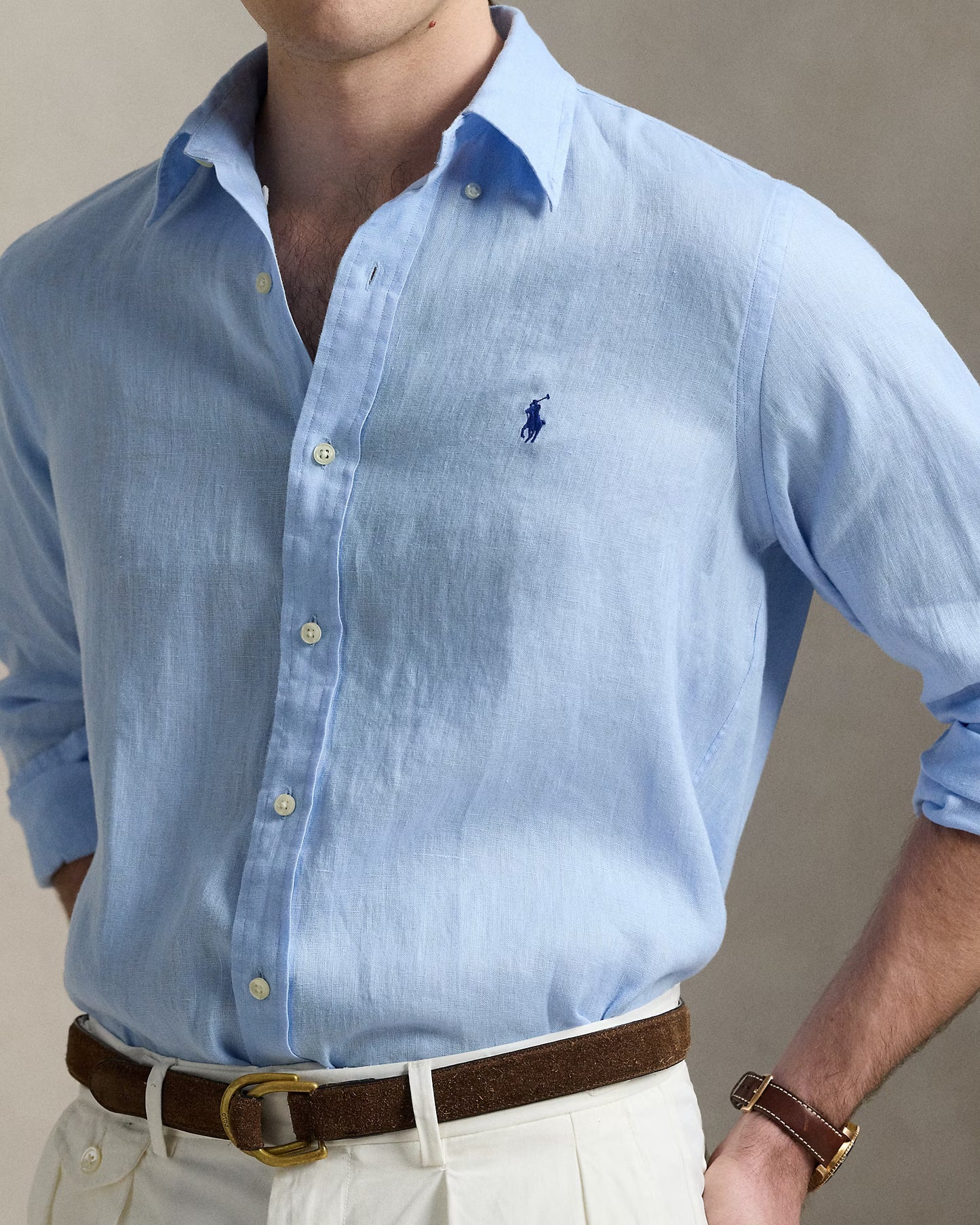 Men's Ralph Lauren Linen Shirt (Blue)