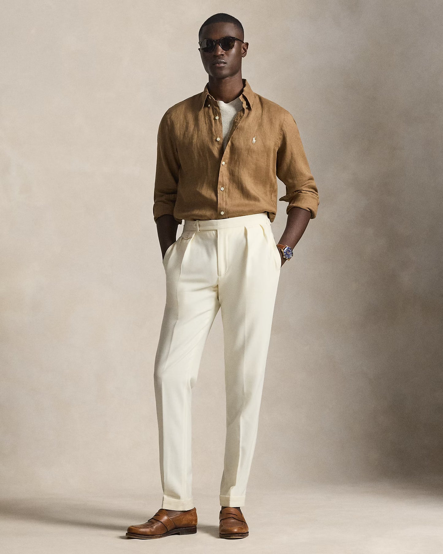 Men's Ralph Lauren Linen Shirt (Brown)