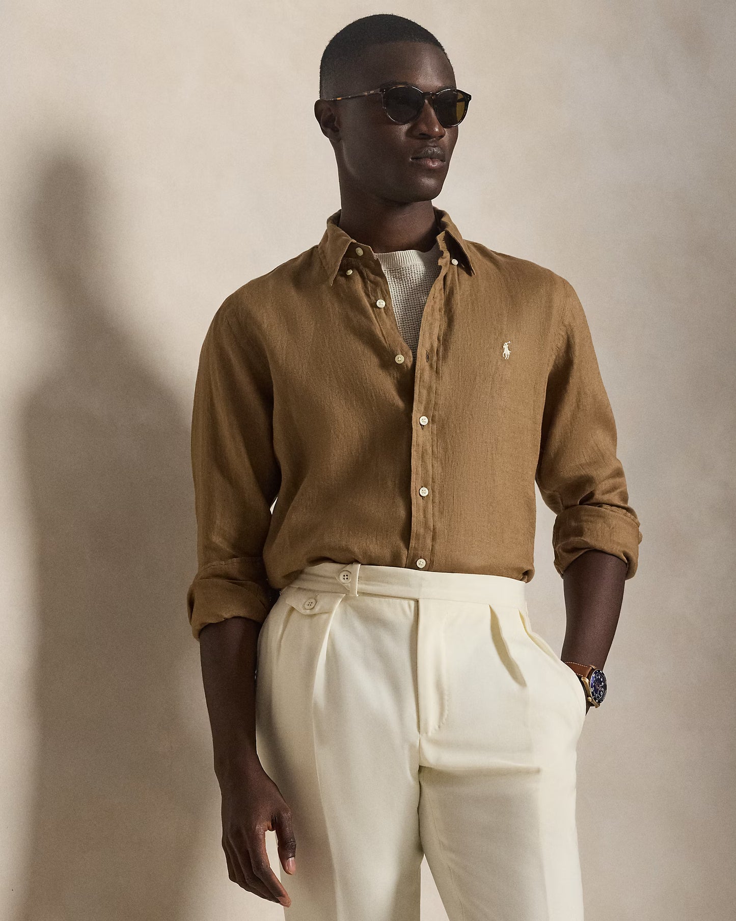 Men's Ralph Lauren Linen Shirt (Brown)