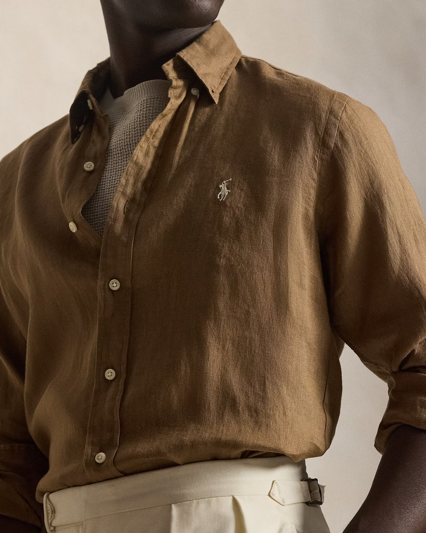 Men's Ralph Lauren Linen Shirt (Brown)