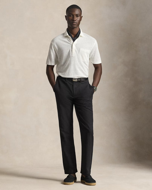 Men's Ralph Lauren Button Linen Pants (Black)