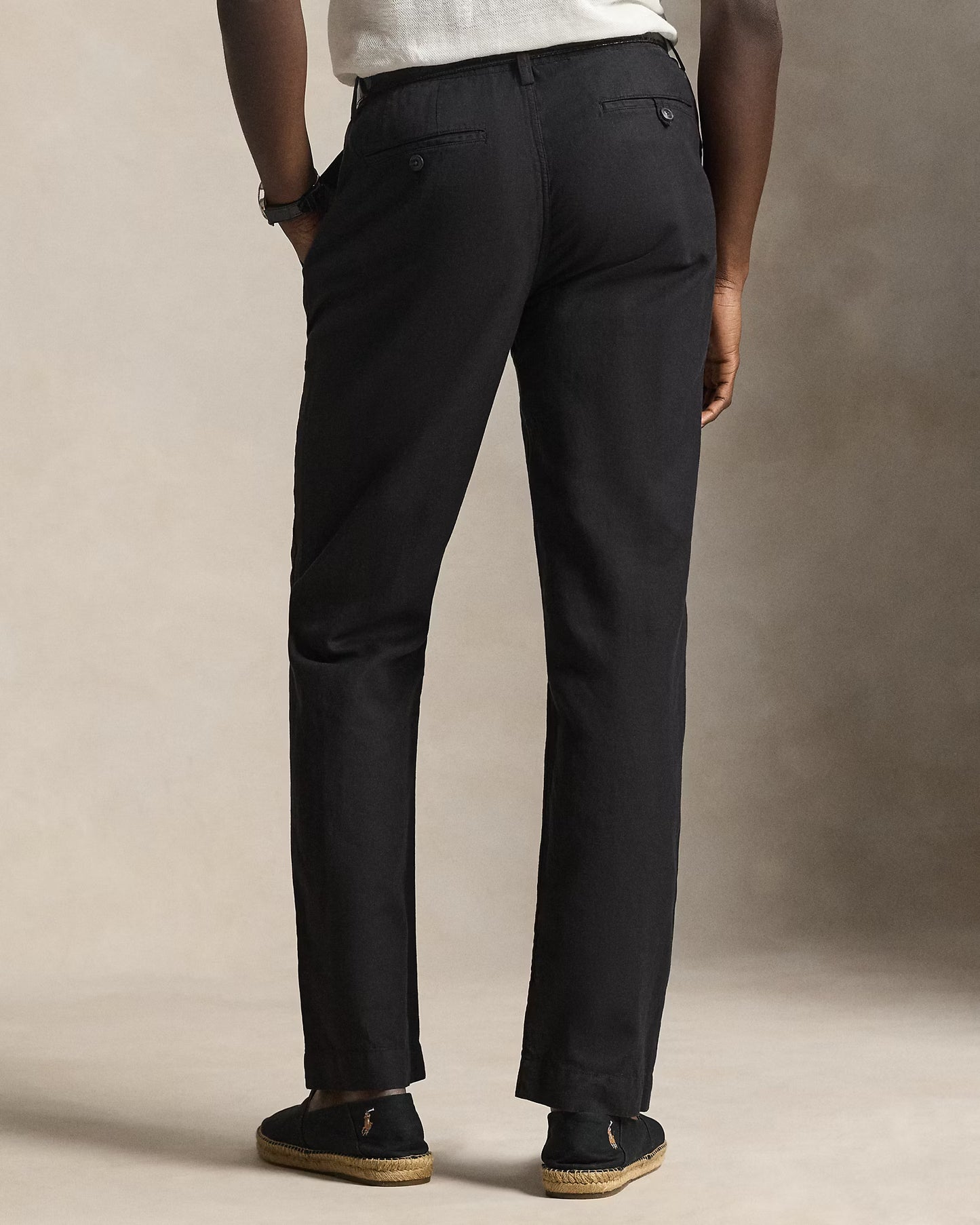 Men's Ralph Lauren Button Linen Pants (Black)