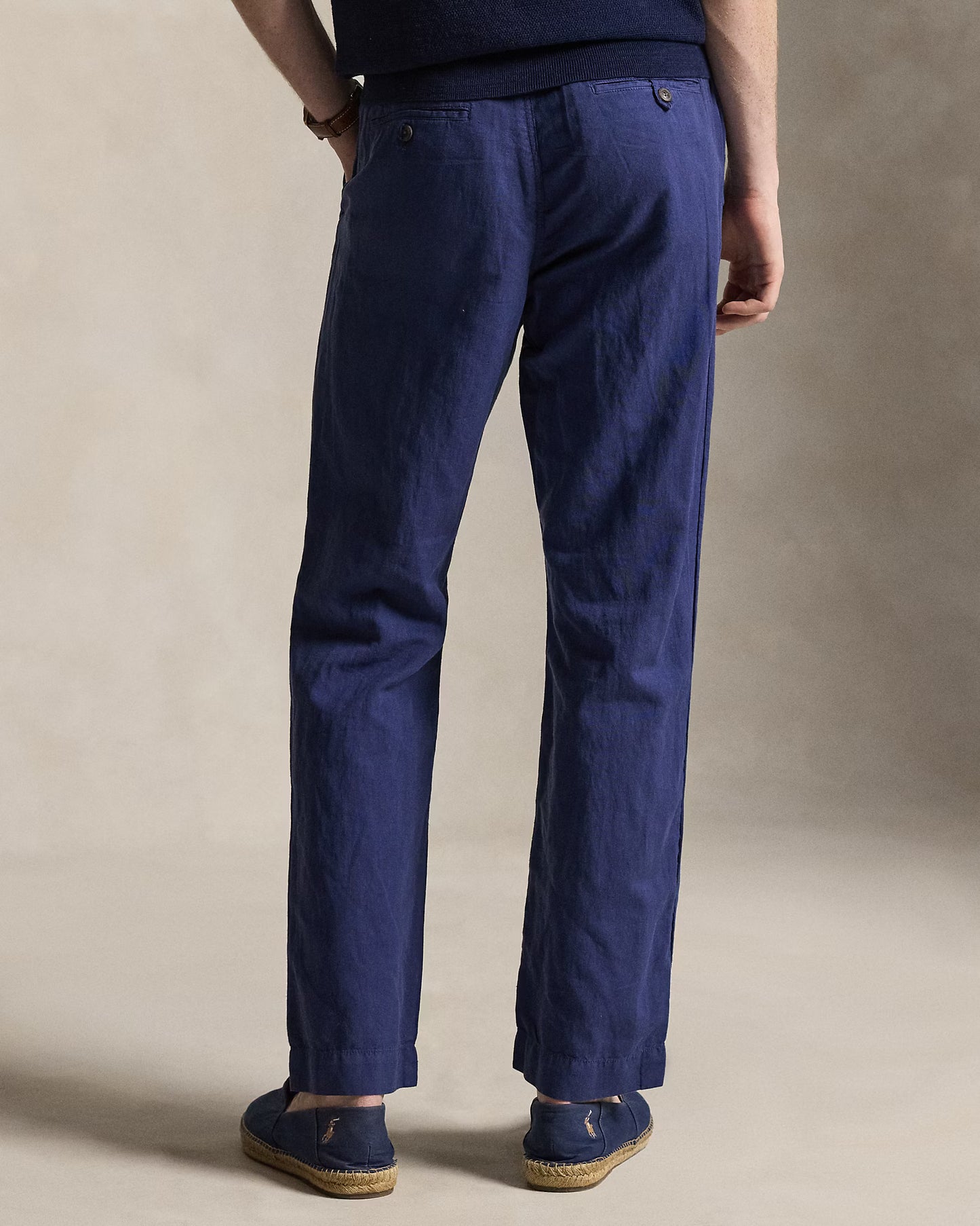 Men's Ralph Lauren Button Linen Pants (Navy Blue)
