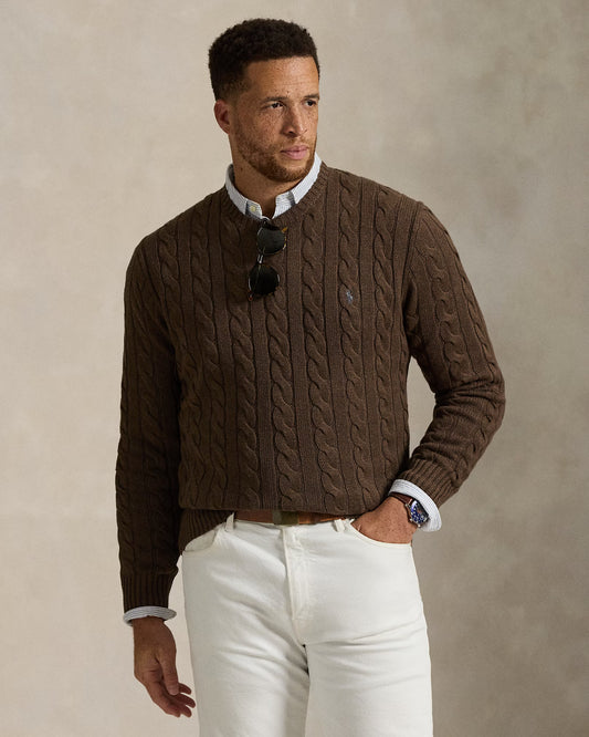 Men's Ralph Lauren Cable-Knit Sweater (Brown)