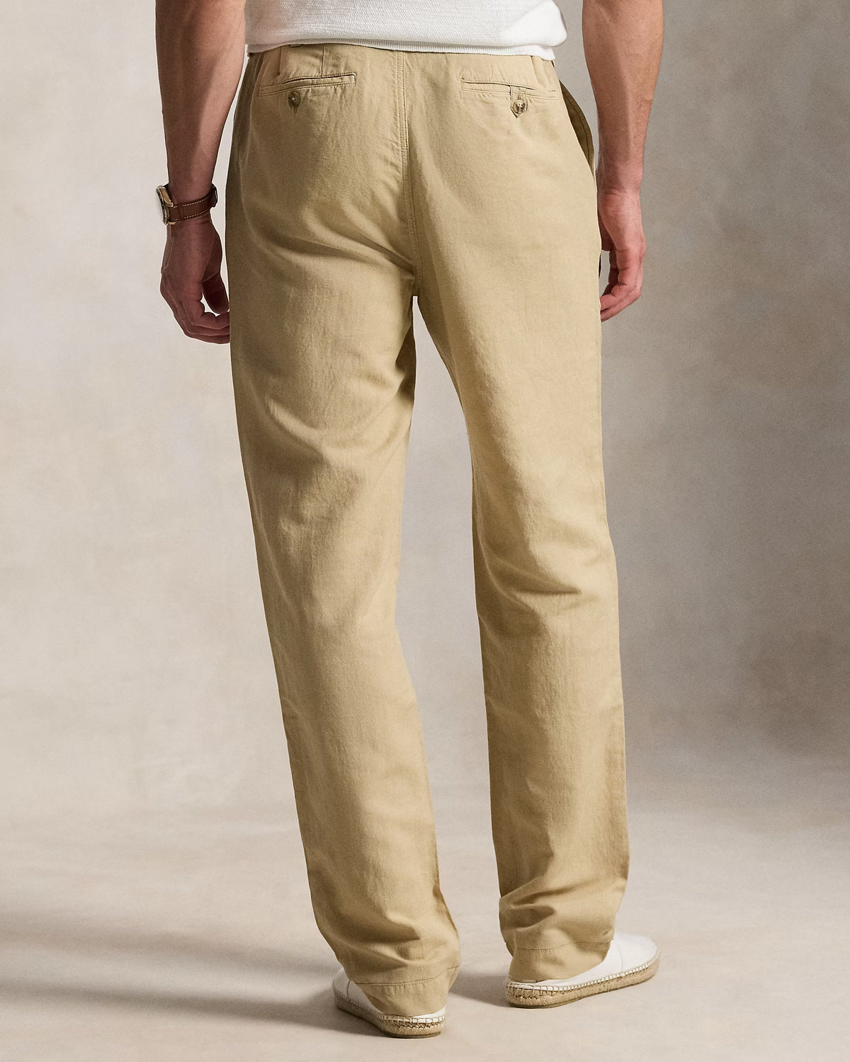 Men's Ralph Lauren Button Linen Pants (Beige)