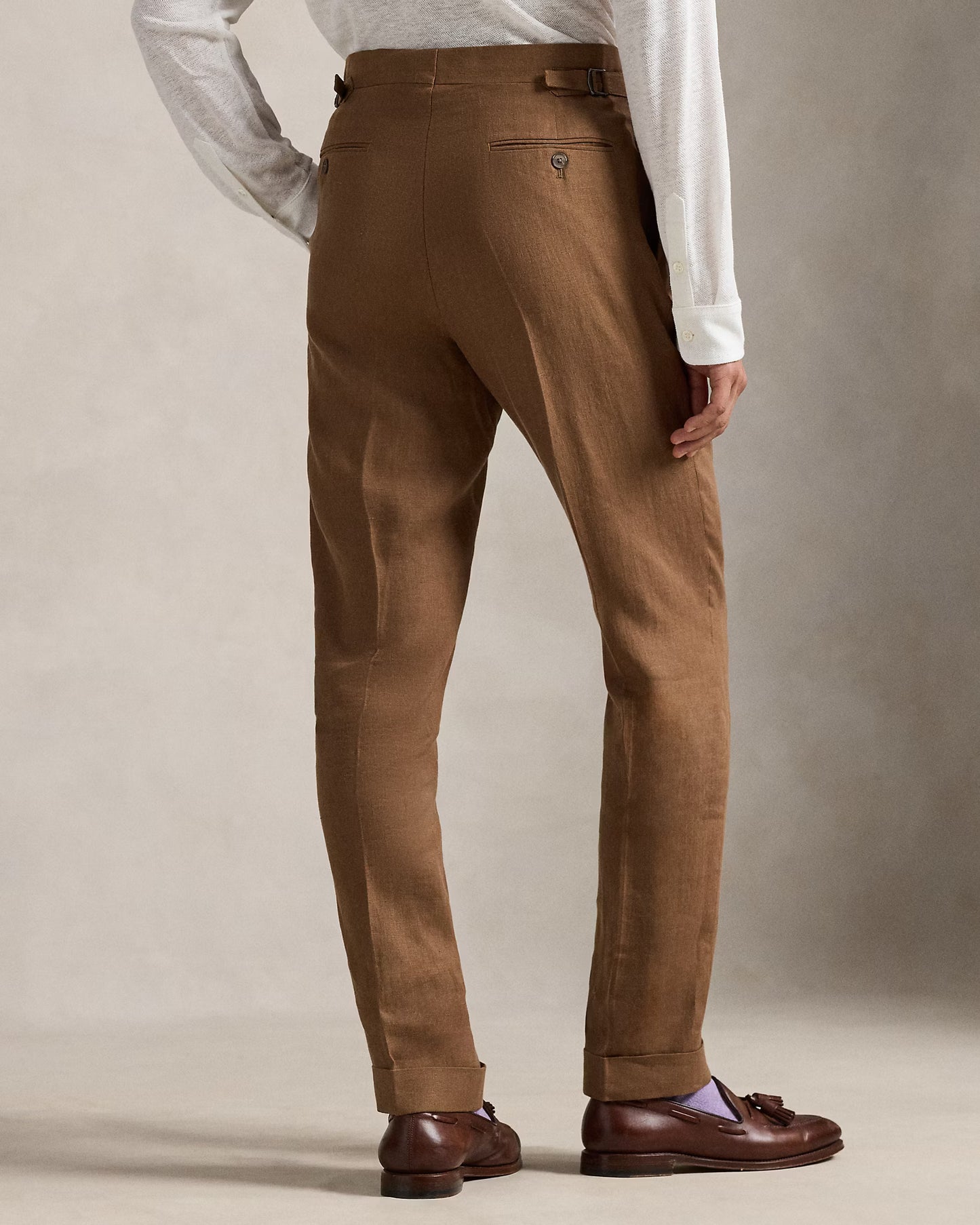 Men's Ralph Lauren Button Linen Pants (Khaki)